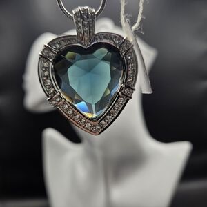 Heart-Shaped Blue Pendant W/ 18 inch Necklace